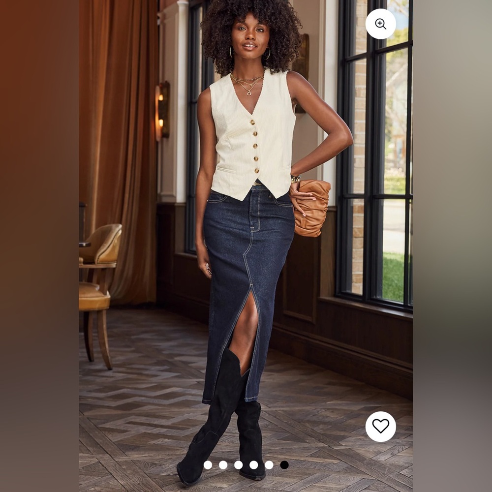 Good American Slit Front Midi Skirt